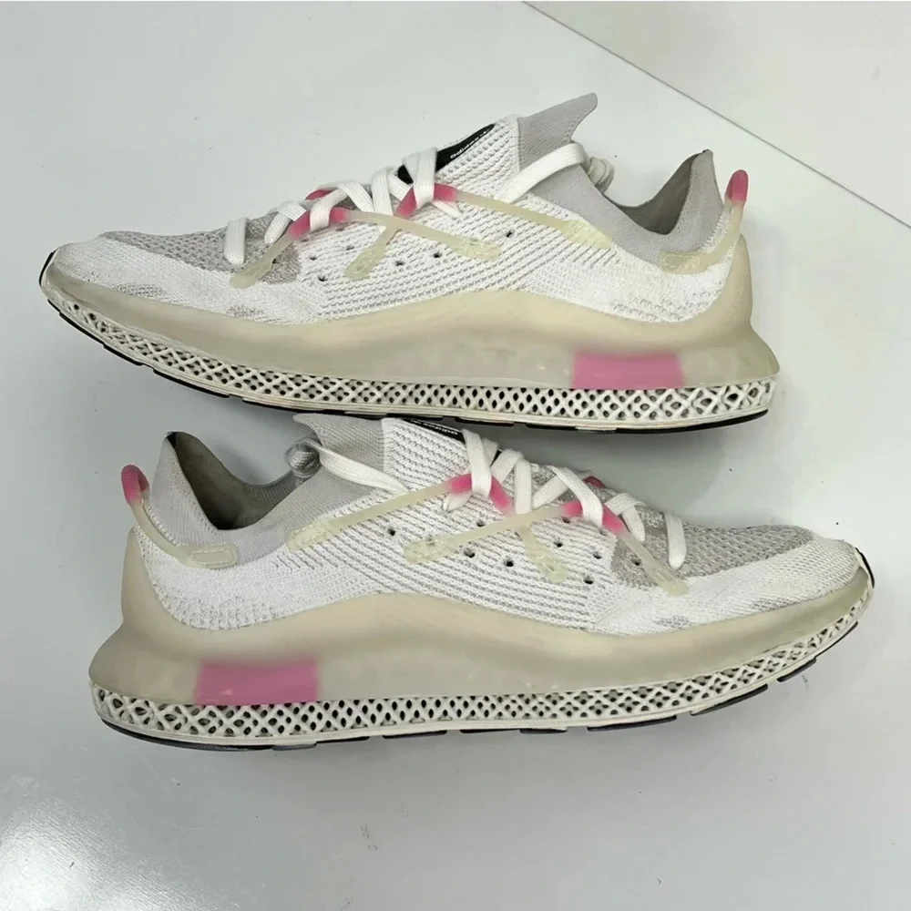 ADIDAS Men's White and pink 4D FUSIO CLOUD running sneakers size 9.5 - Picture 4 of 13
